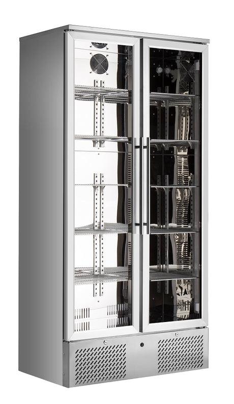 Barkoeler Hoog RVS | 458L | 2 Glasdeuren | +2°C/+10°C | Geventileerd | 900x515x1820(h)mm