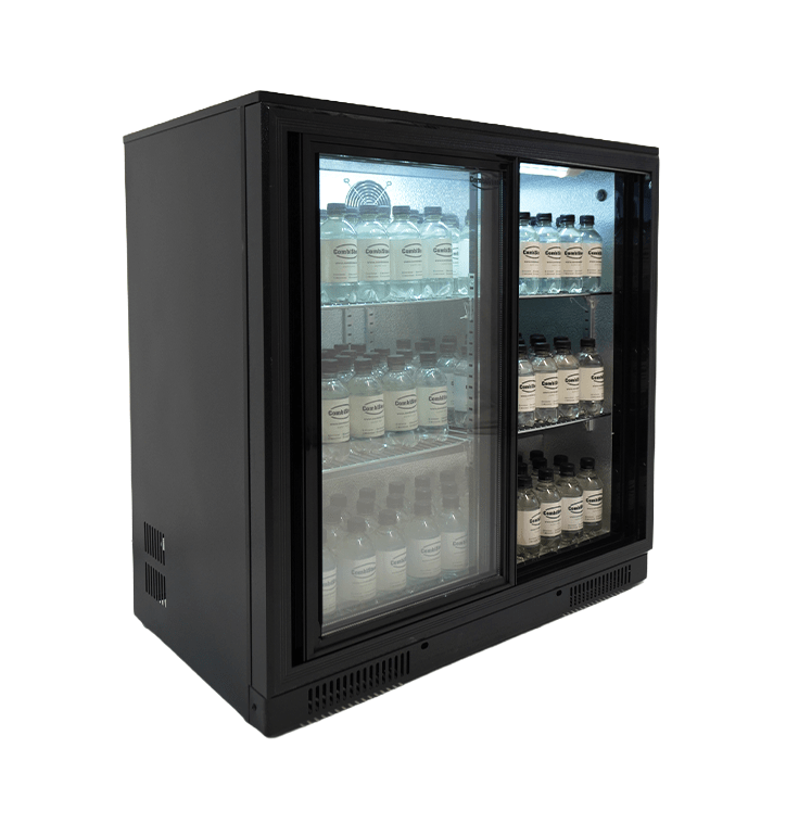 Barkoeler | 2 Schuifdeuren | Zwart | 198L | 0°C/+10°C | Geforceerd | 900x500x900(h)mm