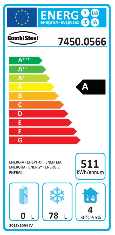 Combisteel Vrieskast | Wit | 130L | -18°C/-22°C | Statisch | 600x585x855(h)mm | 7450.0566