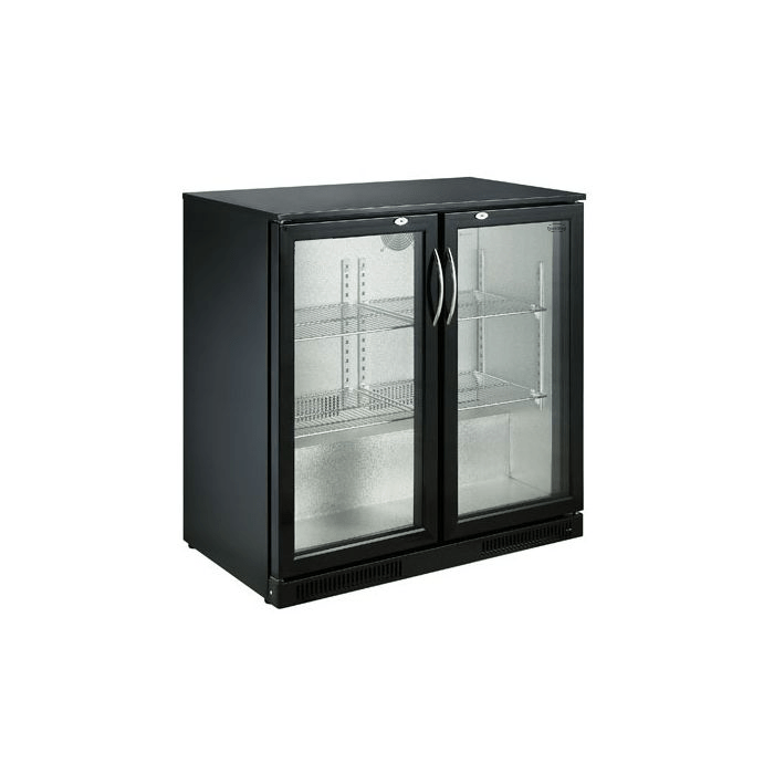 Barkoeler | 2 Glasdeuren | Zwart | 198L | +2°C/+10°C | Geforceerd | 900x500x900(h)mm