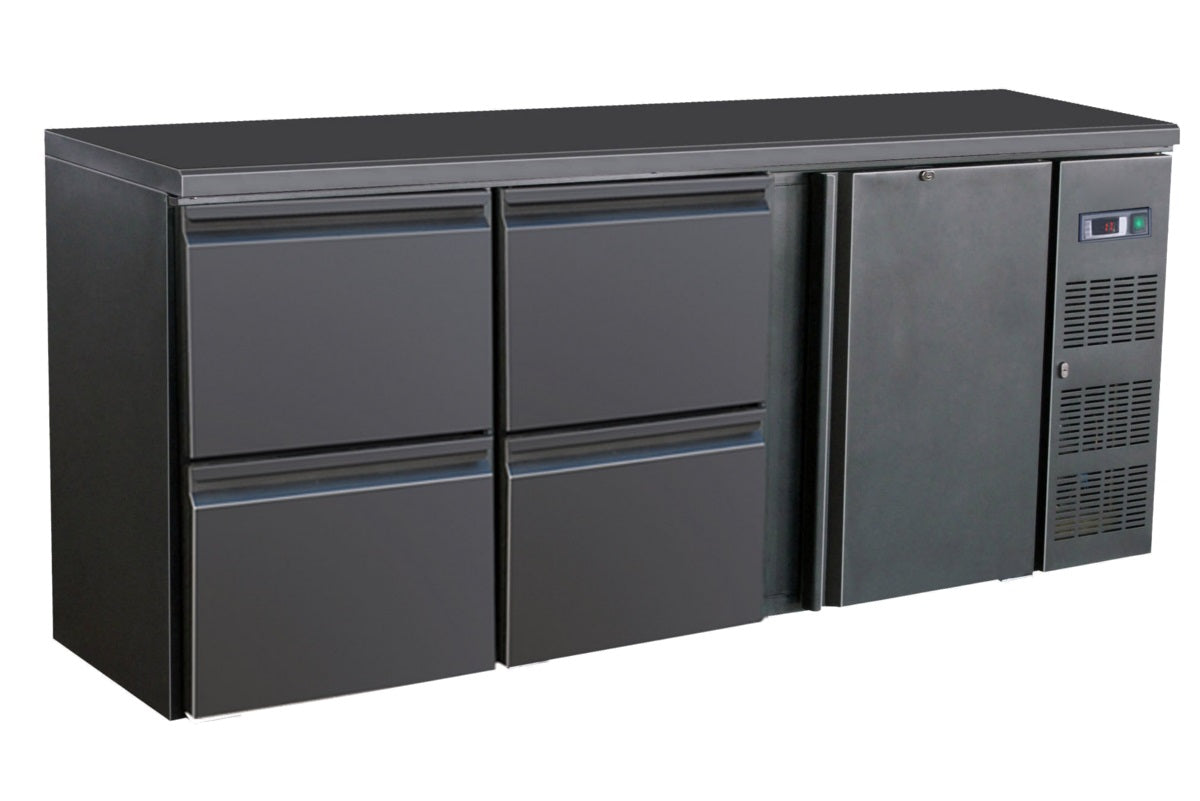Barkoelkast 537L | Zwart | 0°C/+10°C | Geforceerd | 1 deur met 4 Laden | 2002x513x860(h)mm