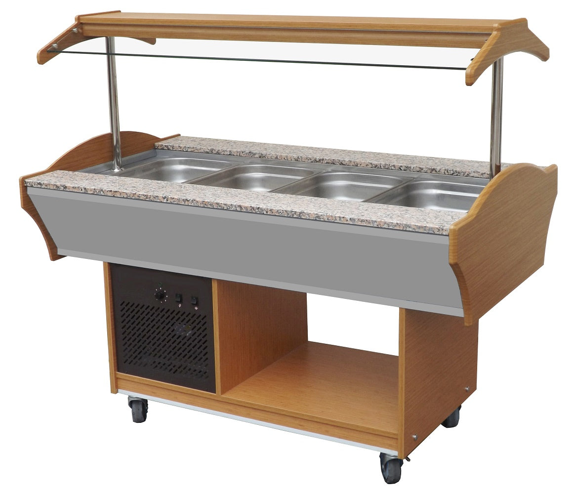 Gekoeld Buffet GN 4x 1/1 met led verlichting | Statich | 230V | 1550x900x850/1350(h)mm