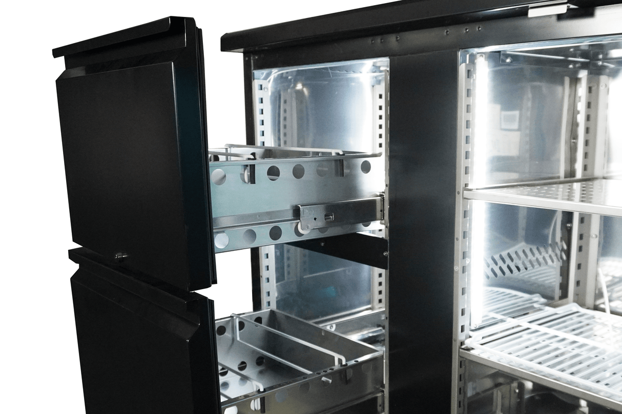 Barkoelkast  698L | Zwart | 0°C/+10°C | Geforceerd | 3 Deuren met 4 Laden | 2542x513x860(h)mm