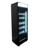 Drankenkoeling met lichtbak | 400L | Zwart | +2°C/+10°C | Statisch | Wielen | 650x595x1950(h)mm