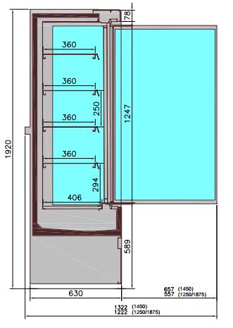 Wandkoeling Jamie | Zwart | Draaideuren | 4 schappen | +2°C/+8°C | Geforceerd | 1310x665x1500(h)mm