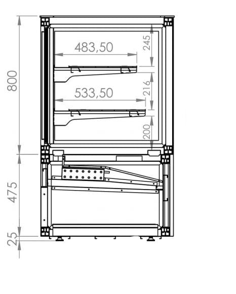 Koelvitrine | 600L | Zwart | +2°C/+10°C | 3 Schappen | 1600x780x1300(h)mm