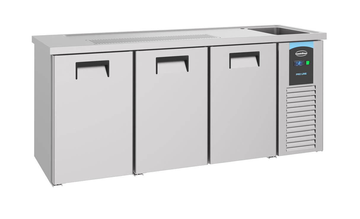 Vatenkoeler | PRO LINE | 3 Deuren | -2°C/+8°C | Geforceerd | Spoelbak (Rechts) | 2100x700x950(h)mm