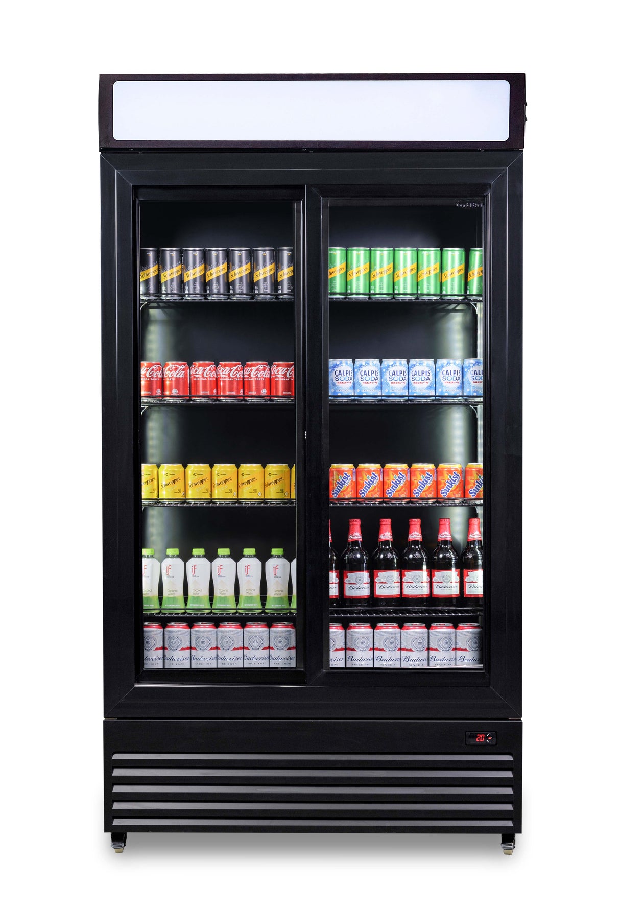 Glasdeur Koelkast Zwart | 780L | Schuifdeuren | +2°C/+10°C | Geforceerd | 1120x595x2100(h)mm