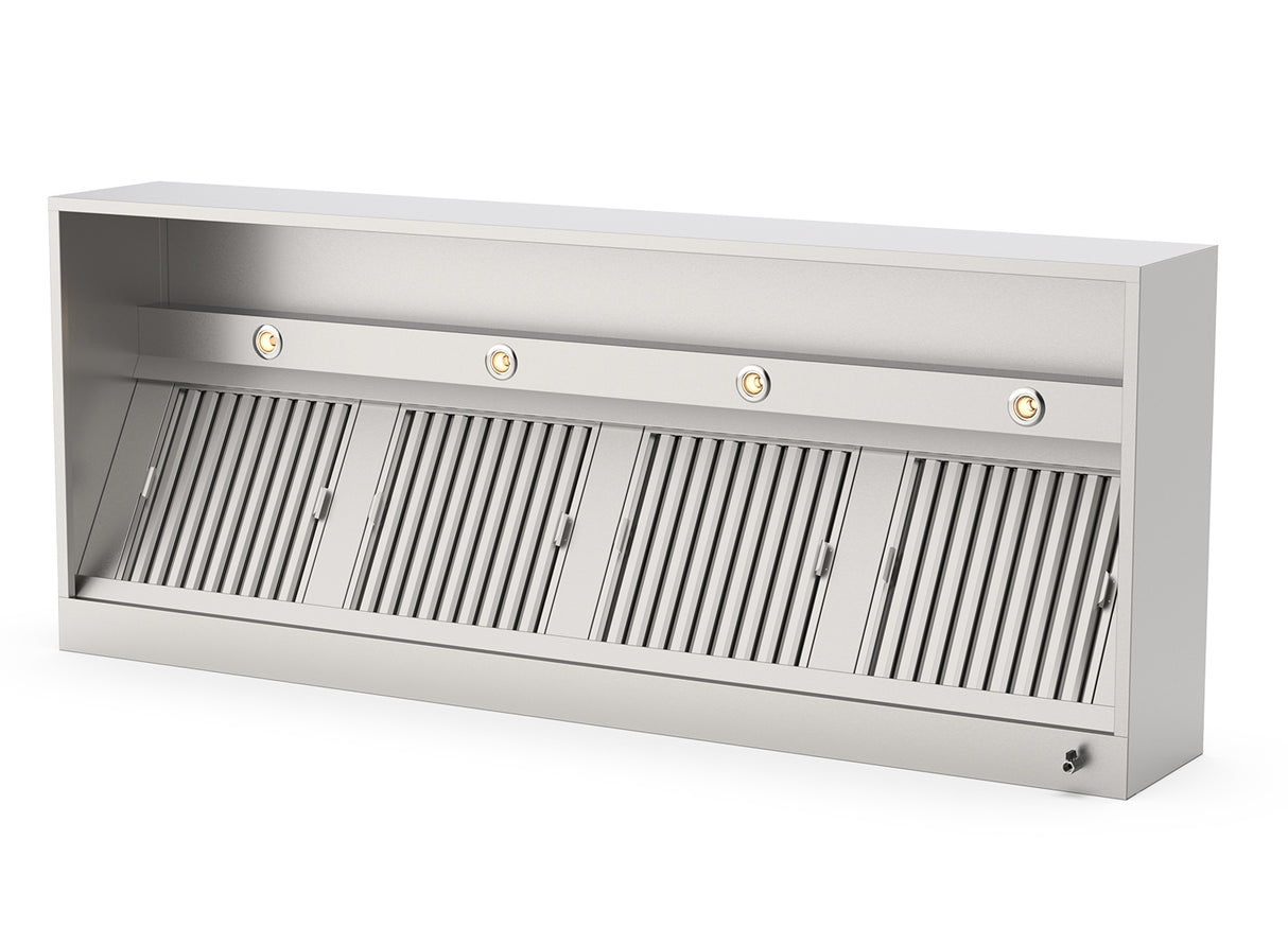 RVS Afzuigkap Horeca Doosmodel met led verlichting 4000x1000x400mm