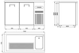 Vatenkoeler | PRO LINE | 1 Deuren | -2°C/+8°C | Geforceerd | Spoelbak (Rechts) | 1550x700x950(h)mm