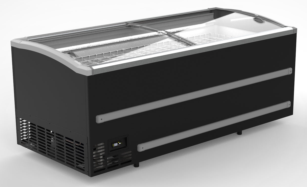 Supermarkt vrieskist 1216L | tot -18°C /-23°C| zwart | schuifdeksels | 2508x952x894(h)mm