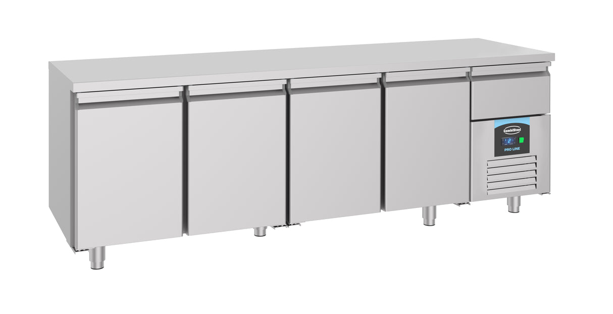 Koelwerkbank | 632L | 4 Deuren + 1 Lade | -2°C/+8°C | Geforceerd | 2330x700x850(h)mm