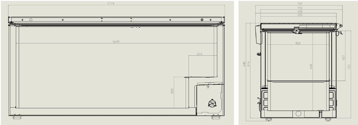 vrieskist 572L | tot -18°C /-24°C| wit/RVS | klapdeksels | 1775x743x840(h)mm