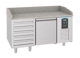 Pizzawerkbank | PRO LINE | 380L | 1 Deur met 5 Deegladen | -2°C/+8°C | Geforceerd | 1550x800x1080(h)mm