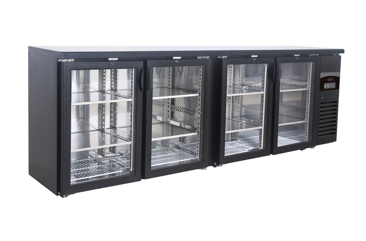 Barkoeler | 4 Glasdeuren | Zwart | 698L | +2°C/+8°C | Geforceerd | 2542x535x860(h)mm