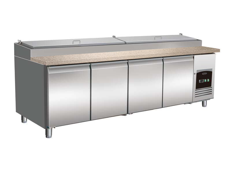Pizzawerkbank | 943L | 4 Deuren | +2°C/+8°C | Geforceerd | 2528x800x890/1040(h)mm