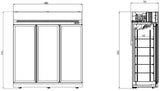 Glasdeur Koelkast Wit | 1530L | 3 Glasdeuren | 0°C/+10°C | Geforceerd | 1880x710x2092(h)mm