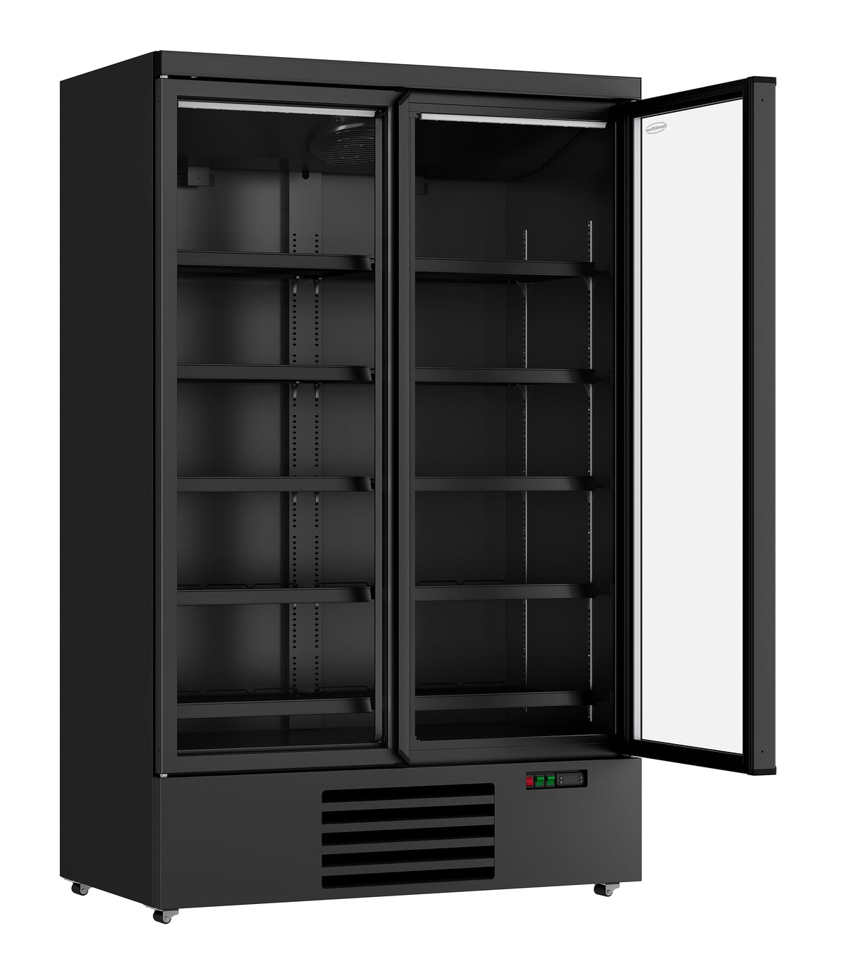 Glasdeur Koelkast Zwart | 1000L | 2 Deuren | 0°C/+10°C | Geforceerd | 1253x710x1997(h)mm