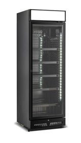 Drankenkoeling met lichtbak | 400L | Zwart | +2°C/+10°C | Statisch | Wielen | 650x595x1950(h)mm