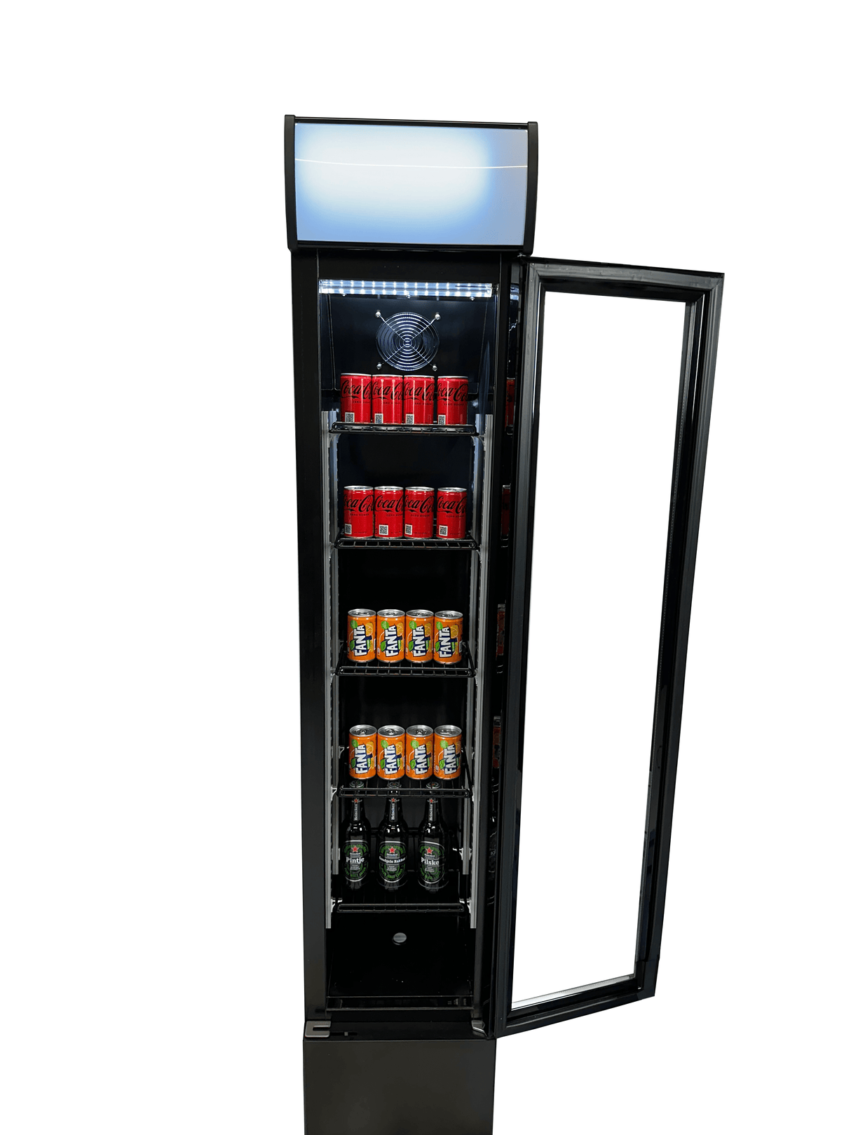 Drankenkoeling Zwart | Smal Model | 105L | +2°C/+10°C | Statisch met Ventilator | 360x422x1880(h)mm