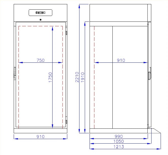 Inrijvrieskast PRO LINE | 700L (2/1 GN) | RVS | -10°C/-20°C | Geforceerd | 910x1210x2210(h)mm