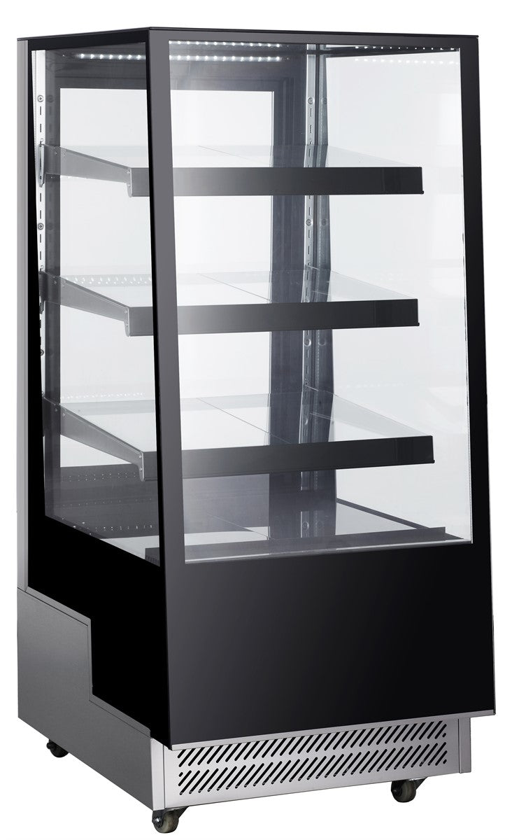 Koelvitrine | 300L | Zwart/Grijs | +2°C/+8°C | 4 Schappen | 650x805x1445(h)mm