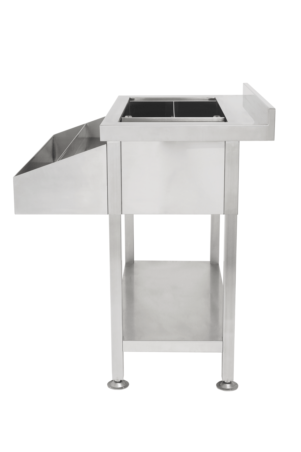 Bar-/Cocktailstation | RVS | IJs-/Ingrediëntenbak + Flessenrek | 900x820x900/950(h)mm