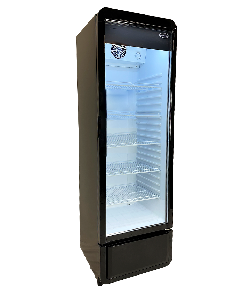 Glasdeur Koelkast | 280L | Zwart | +1°C/+10°C | Geforceerd | Wielen | 540x560x1725(h)mm