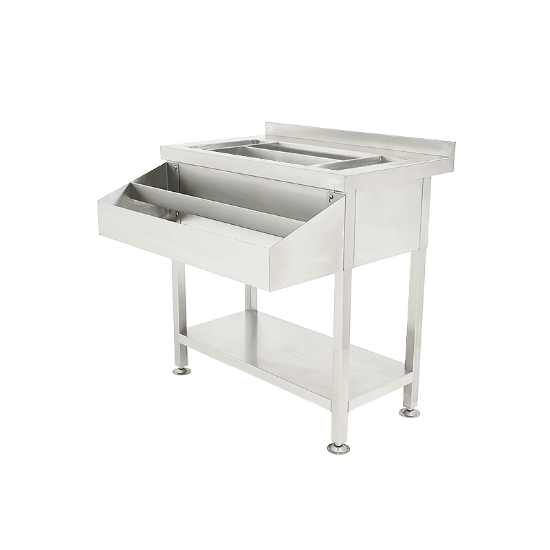 Bar-/Cocktailstation | RVS | IJs-/Ingrediëntenbak + Flessenrek | 900x820x900/950(h)mm
