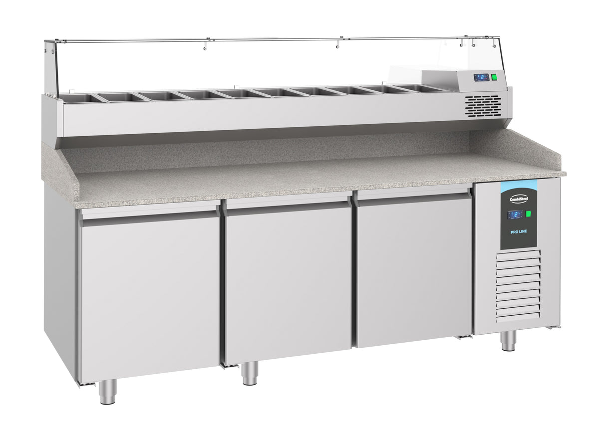 Pizzawerkbank | PRO LINE | 615L | 3 Deuren | -2°C/+8°C | Geforceerd | 2100x800x1080(h)mm