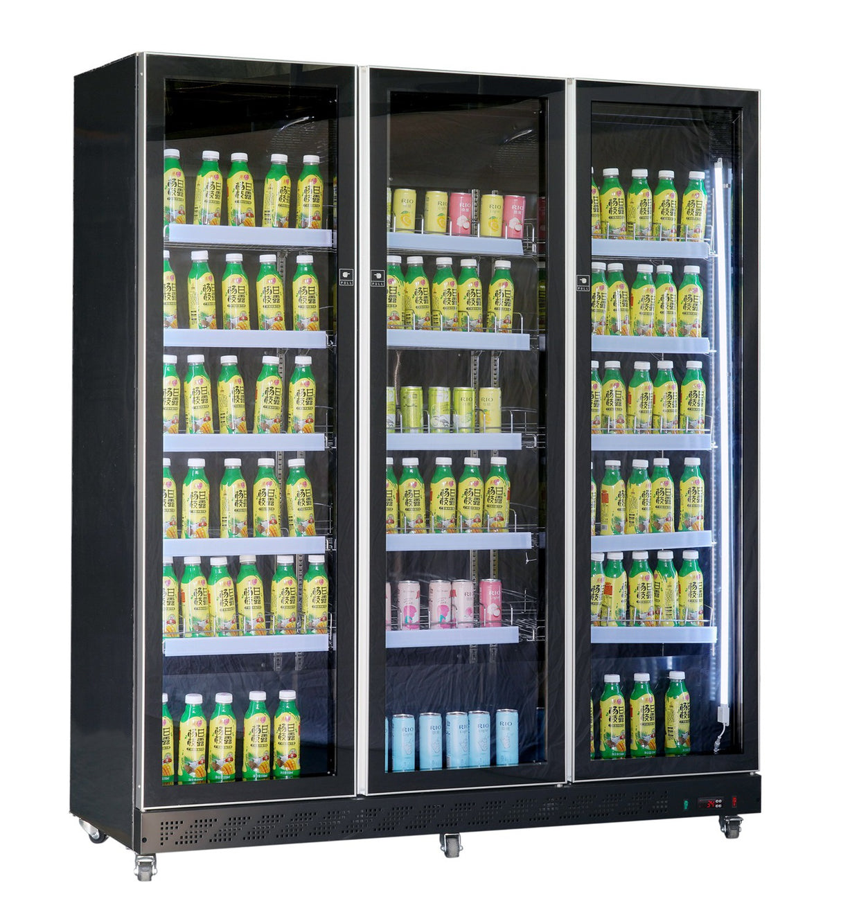 Glasdeur Koelkast Zwart | 1173L | 3 Glasdeuren | 0°C/+10°C | Geforceerd | 1680x600x1980(h)mm