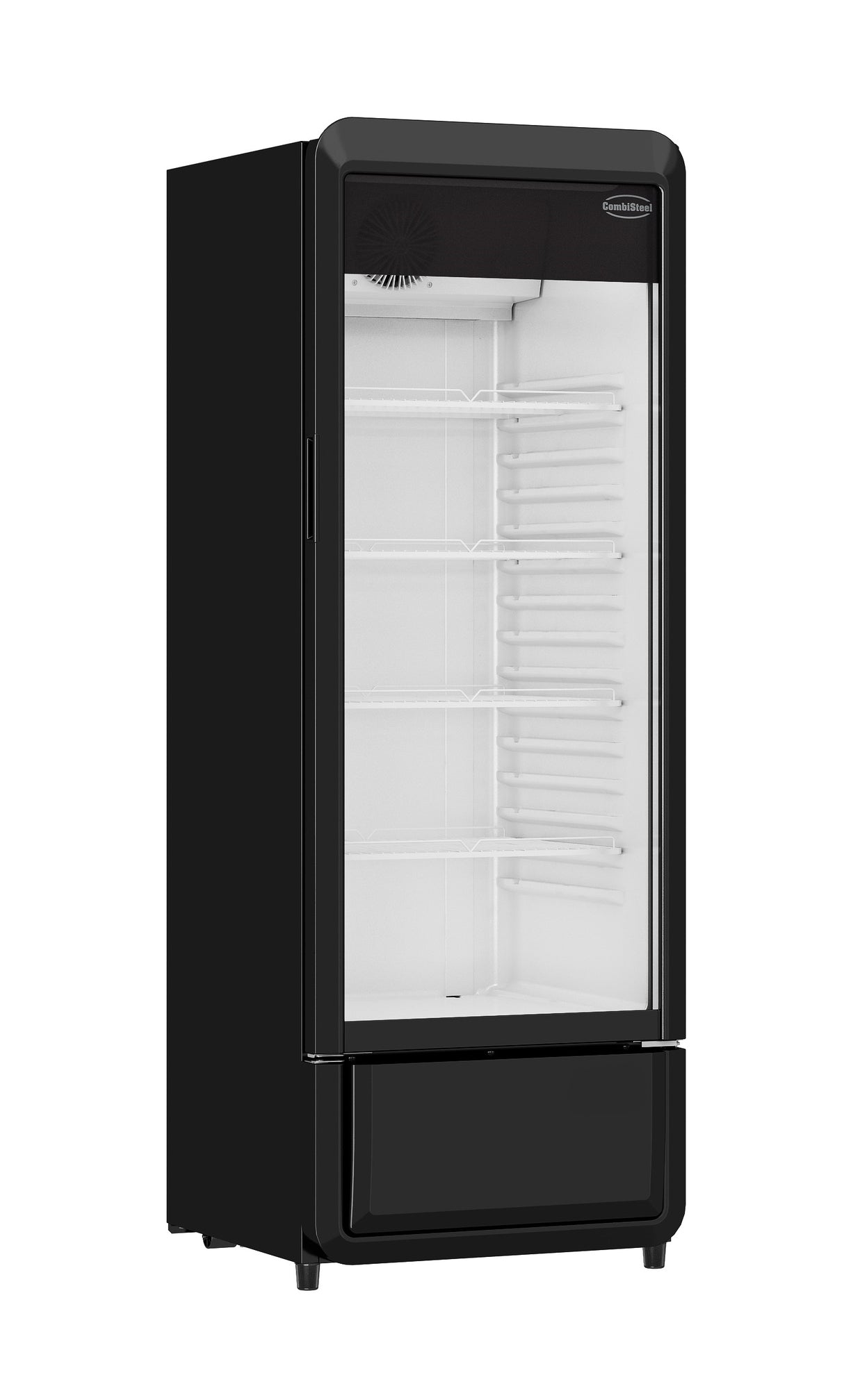 Glasdeur Koelkast | Laag Model | 240L | Zwart | +1°C/+10°C | Geforceerd | Wielen | 540x560x1525(h)mm