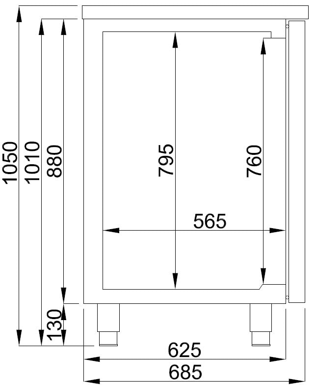 Vatenkoeler | PRO LINE | 3 Deuren | -2°C/+8°C | Geforceerd | 2 Spoelbakken (Links) | 2500x700x950(h)mm