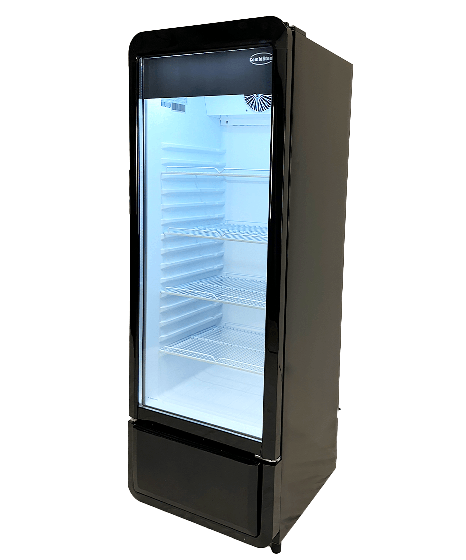 Glasdeur Koelkast | Laag Model | 240L | Zwart | +1°C/+10°C | Geforceerd | Wielen | 540x560x1525(h)mm