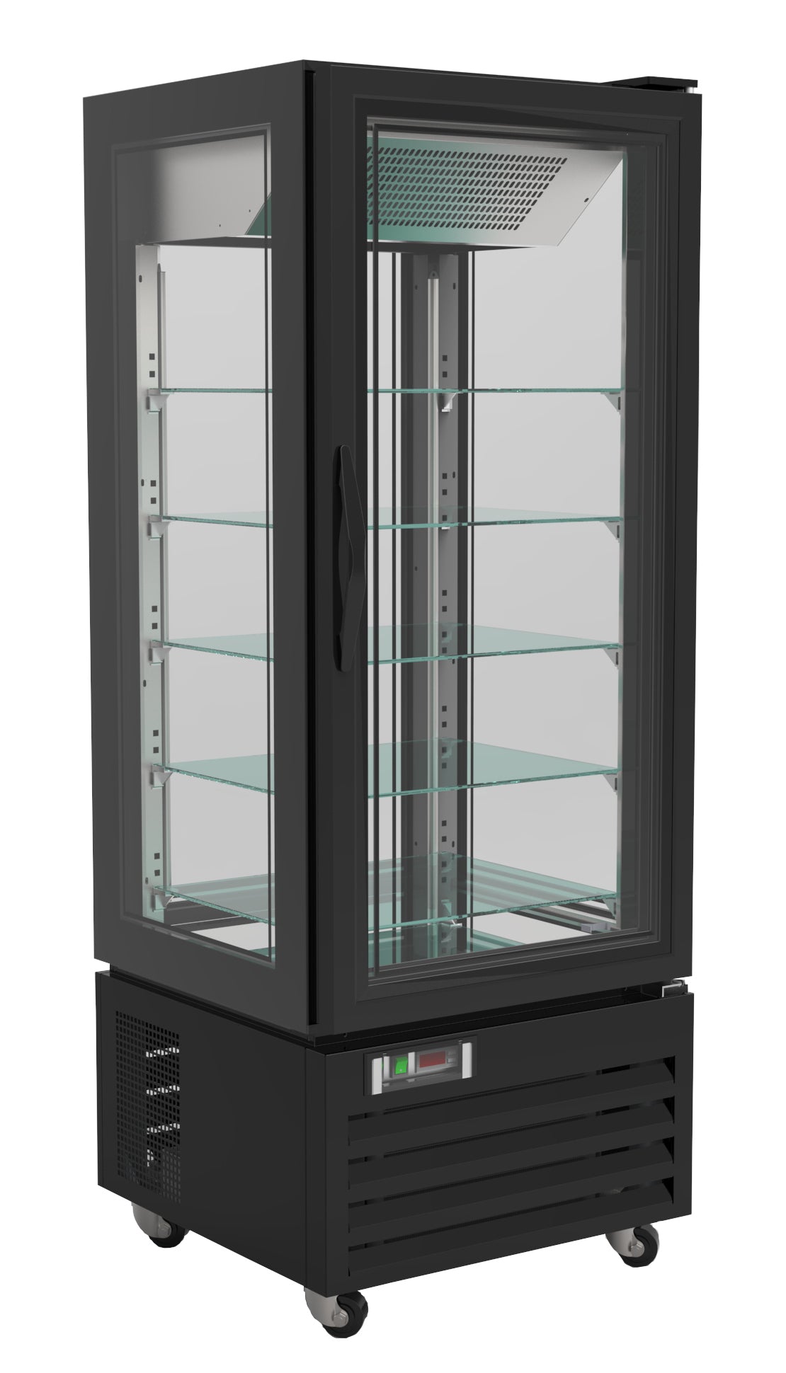 Gebaksvitrine Koel | 400L | Zwart | +2°C/+8°C | Geforceerd | 6 Schappen | 650x650x1950(h)mm