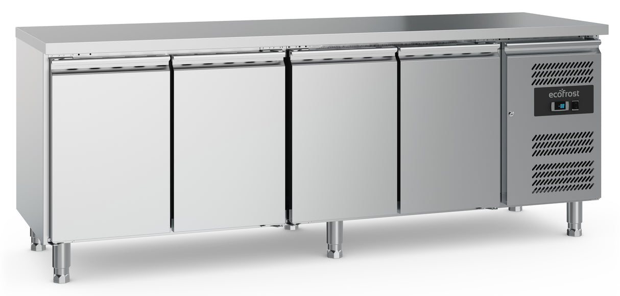 Horeca Koelwerkbank | 4 Deuren | +2°C/+8°C | Geforceerd | 2230x700x850(h)mm