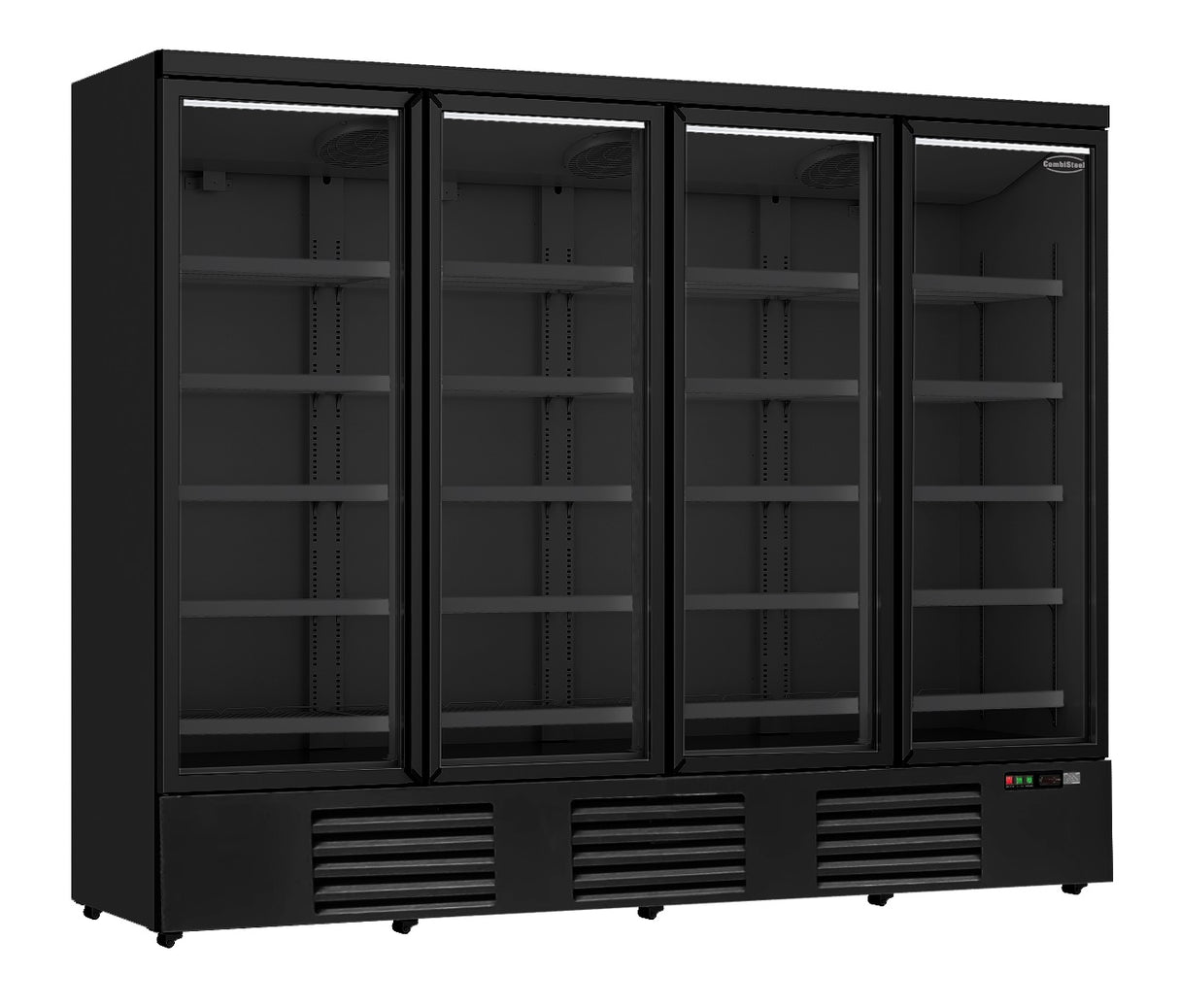 Glasdeur Koelkast Zwart | 2025L | 4 Deuren | 0°C/+10°C | Geforceerd | 2508x710x1997(h)mm