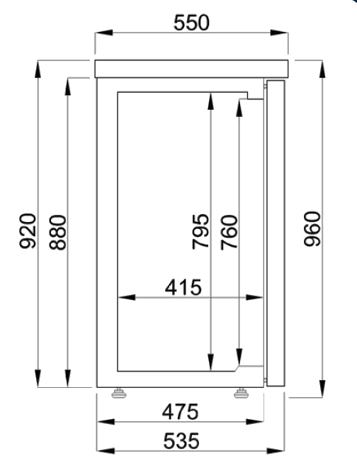 Barkoeler Pro-Line 500L | Zwart | 3 Glasdeuren | -2°C/+8°C | Geforceerd | 1940x550x950(h)mm