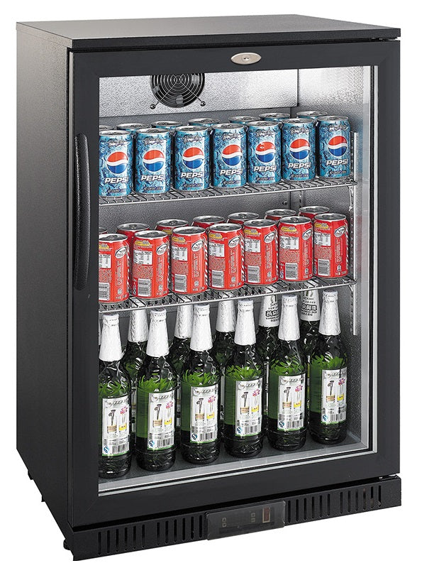 Barkoeler | 1 Glasdeur | Zwart | 138L | 0°C/+10°C | Statisch + Ventilator | 600x520x900(h)mm