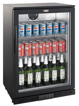Barkoeler | 1 Glasdeur | Zwart | 138L | 0°C/+10°C | Statisch + Ventilator | 600x520x900(h)mm