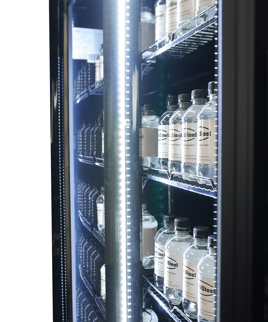 Glasdeur Koelkast Zwart | 770L | 2 Glasdeuren | 0°C/+10°C | Geforceerd | 1100x525x1911(h)mm