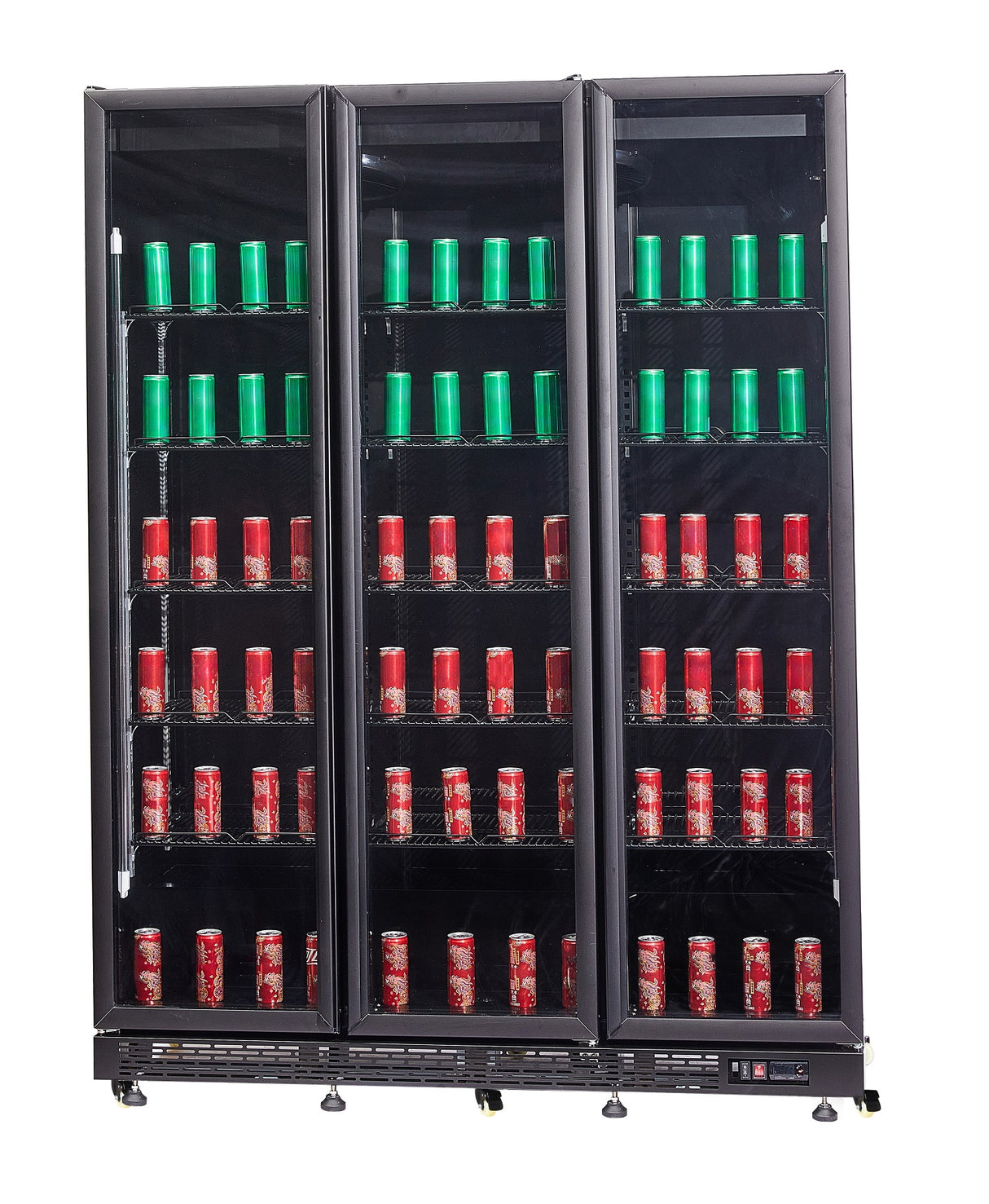 Glasdeur Koelkast | 1200L | Zwart | +2°C/+10°C | Geforceerd | Draaideuren | Anti-Condens Verwarming | 1600x600x2100(h)mm