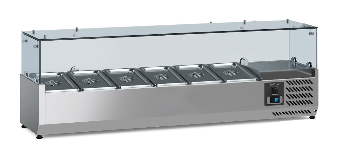 Gekoelde Opzetvitrine | 6 x 1/4 GN | 1400x335x435(h)mm