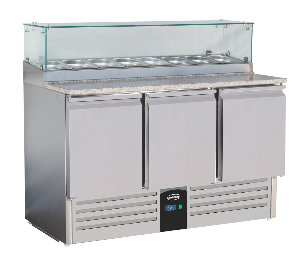 Pizzawerkbank | 444L | 3 Deuren | 8x 1/6 GN | +2°C/+8°C | Geventileerd | 1368x700x1180(h)mm