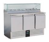 Pizzawerkbank | 444L | 3 Deuren | 8x 1/6 GN | +2°C/+8°C | Geventileerd | 1368x700x1180(h)mm