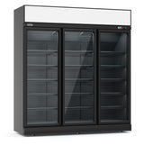Glasdeur Vrieskast | zwart | 1530L | 3 deuren | -18°C/-22°C | Geforceerd | 1880x710x2092(h)mm