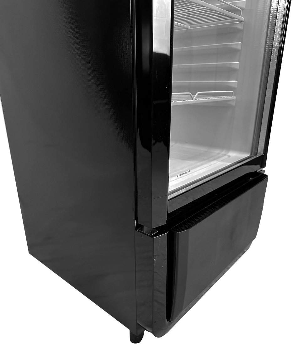 Glasdeur Koelkast | Laag Model | 240L | Zwart | +1°C/+10°C | Geforceerd | Wielen | 540x560x1525(h)mm