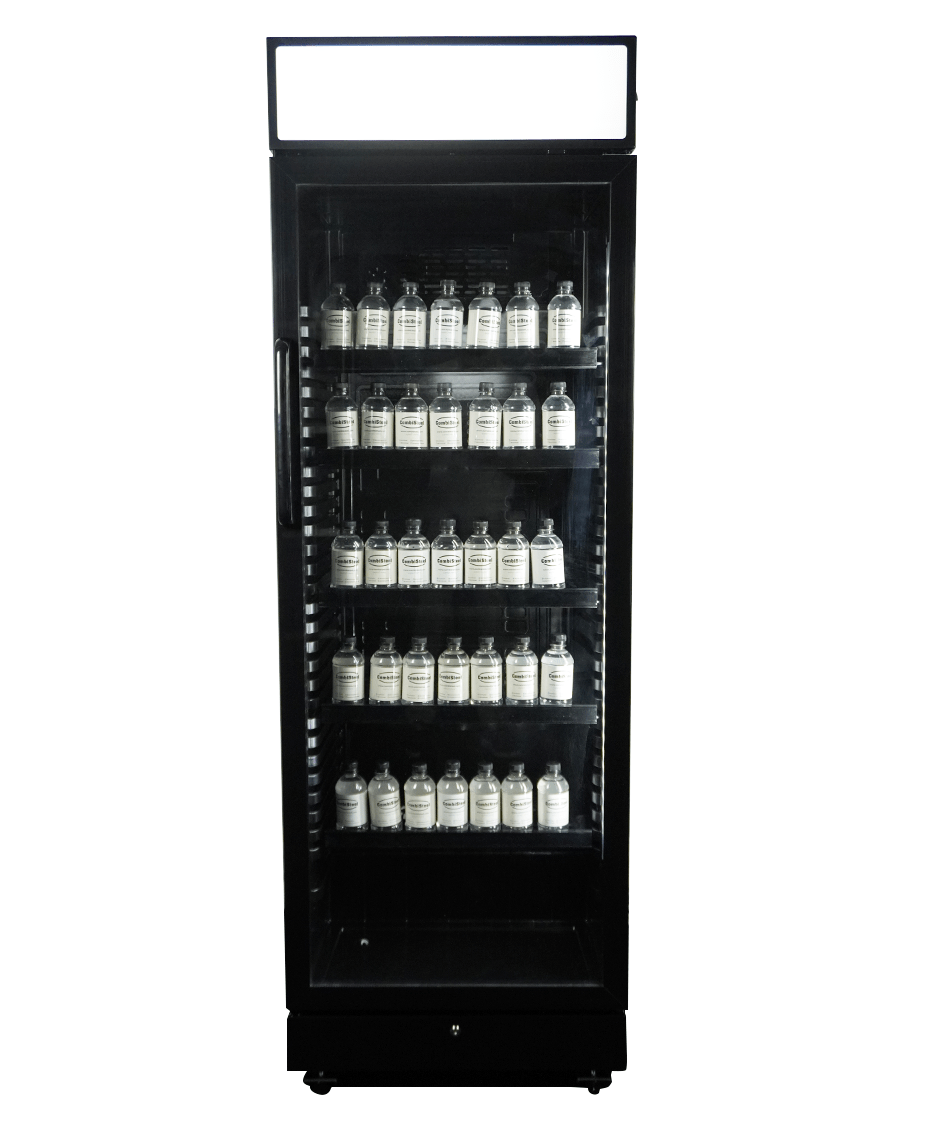 Drankenkoeling met lichtbak | 400L | Zwart | +2°C/+10°C | Statisch | Wielen | 650x595x1950(h)mm