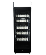 Drankenkoeling met lichtbak | 400L | Zwart | +2°C/+10°C | Statisch | Wielen | 650x595x1950(h)mm