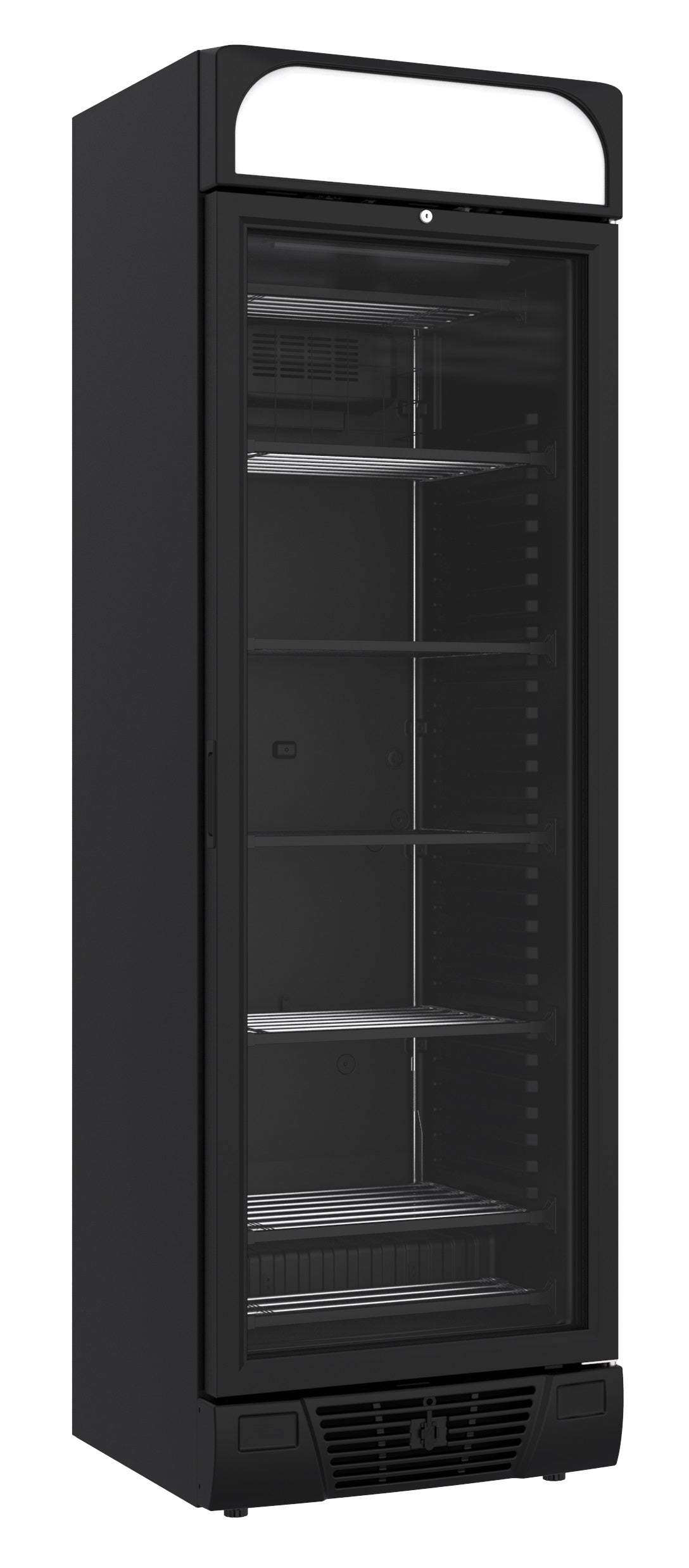 Glasdeur Vrieskast | Zwart | 382L | 1 Deur | -18°C/-24°C | Statisch | 640x670x2058(h)mm